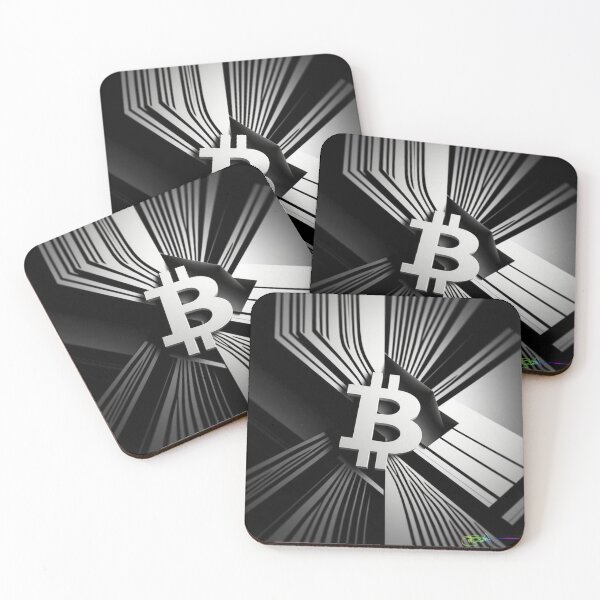 Item preview, Black and White Bitcoin Pulse – Digital Op Art Illusion designed and sold by Benito Del Ray.