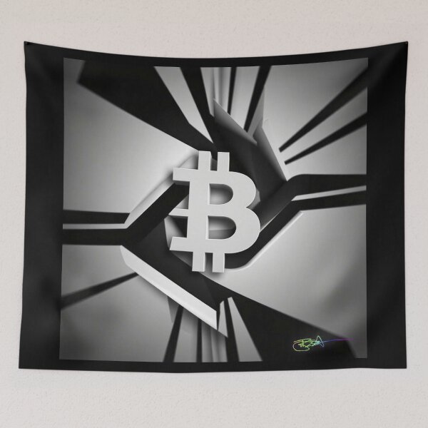 Item preview, Bitcoin Radiant Axis – Monochrome Crypto Geometry designed and sold by Benito Del Ray.