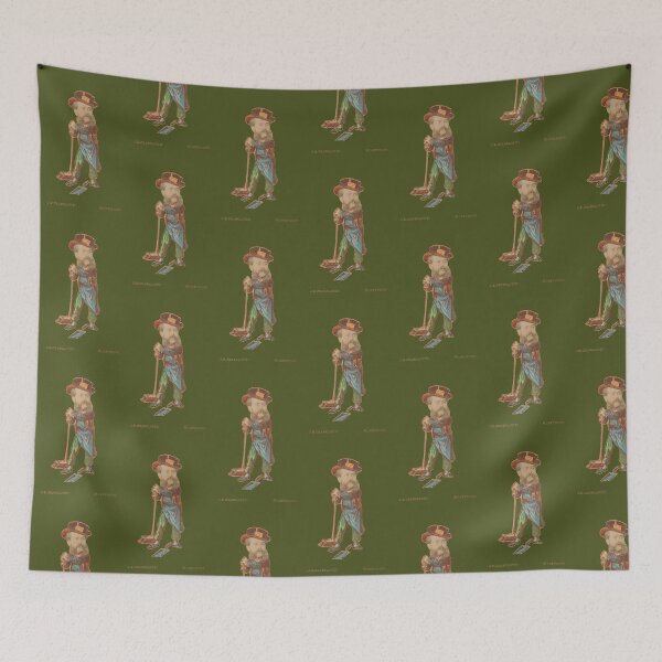 Item preview, Man with Broom and Dustpank - Juan Pedro Chabalgoit army green designed and sold by citimonster.