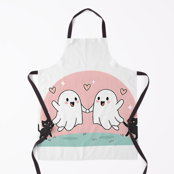 Item preview, Cute ghost couple with cat halloween kawaii art designed and sold by ArtDesignTp.