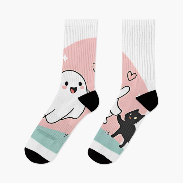 Item preview, Cute ghost couple with cat halloween kawaii art designed and sold by ArtDesignTp.