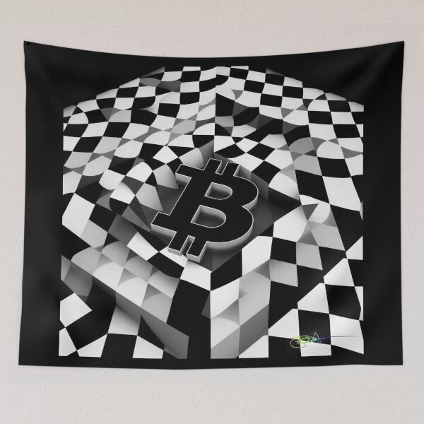 Item preview, Bitcoin Warp Grid – Optical Checkerboard Illusion designed and sold by Benito Del Ray.
