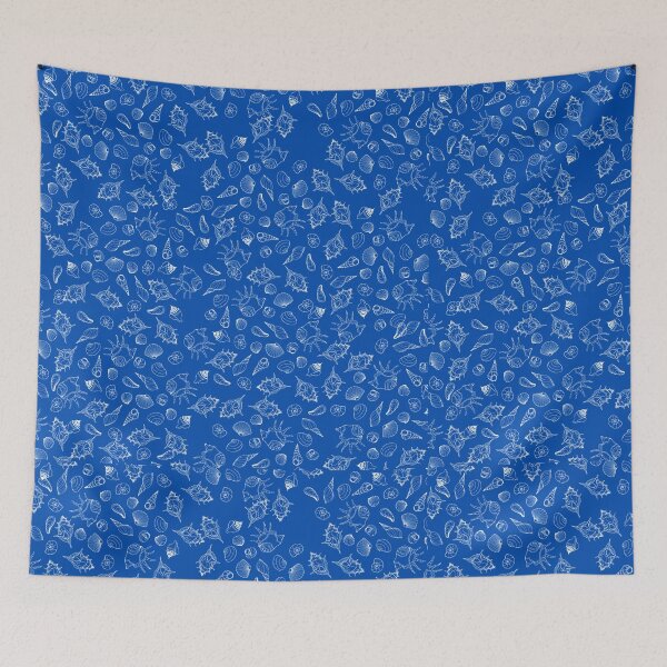 Item preview, White Seashells on a Blue Background  designed and sold by PlagueTSH.