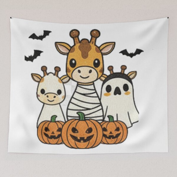 Item preview, Cute giraffe halloween pumpkins kawaii art designed and sold by ArtDesignTp.