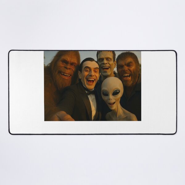 Item preview, Halloween Bigfoot Alien Dracula Frankenstein Wolf Man Selfie designed and sold by LuxeGraphix.