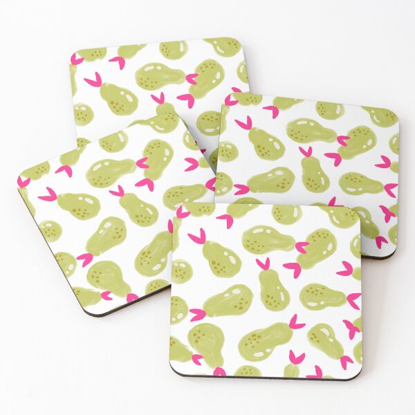 Item preview, Green Fresh Pears with Pink Leaves Pattern designed and sold by Farissa Designs.