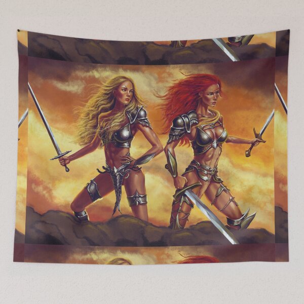 Item preview, Two warrior women fantasy art designed and sold by Vintage Designs +.