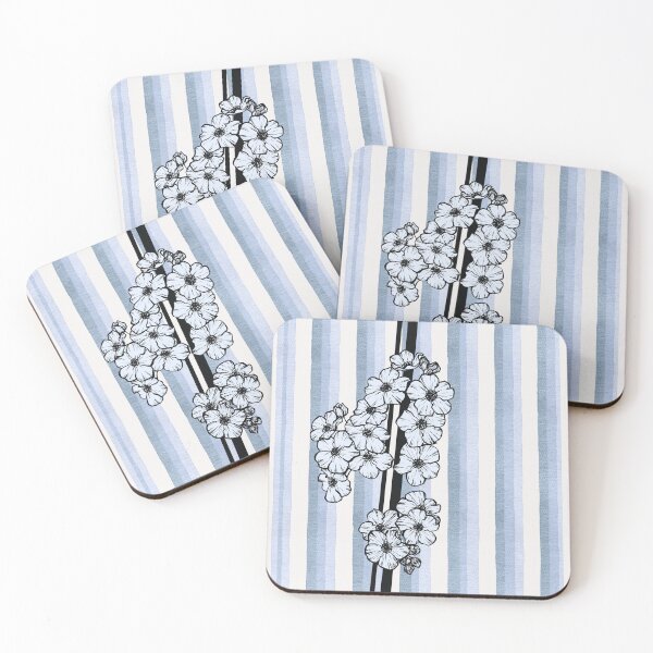 Item preview, Forget-Me-Nots Botanical Illustration – Hand-Drawn Floral Art on Watercolor Stripes designed and sold by Heritage Hive Studio.