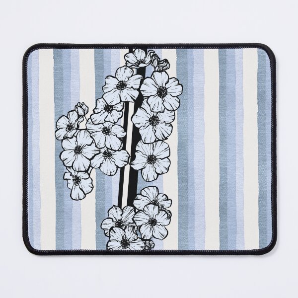 Item preview, Forget-Me-Nots Botanical Illustration – Hand-Drawn Floral Art on Watercolor Stripes designed and sold by Heritage Hive Studio.