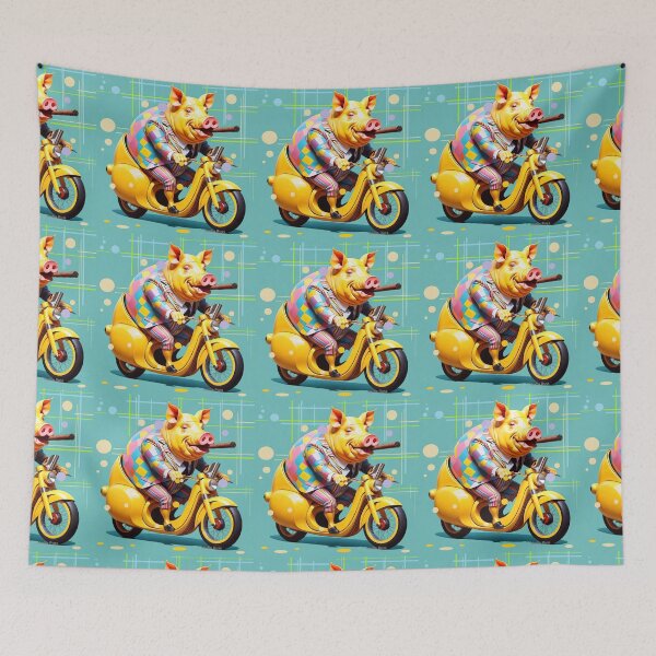 Item preview, A Pig on a Motorcycle designed and sold by Nadia Russ Design.
