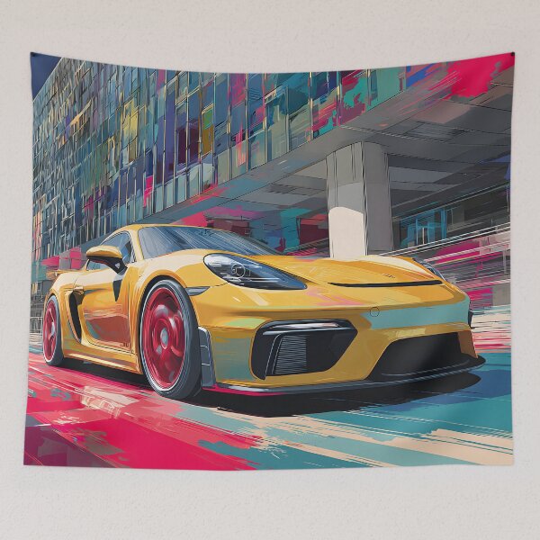 Item preview, Pop Art Porsche 718 Cayman GT4 Wall Art designed and sold by AutoPopStudio.