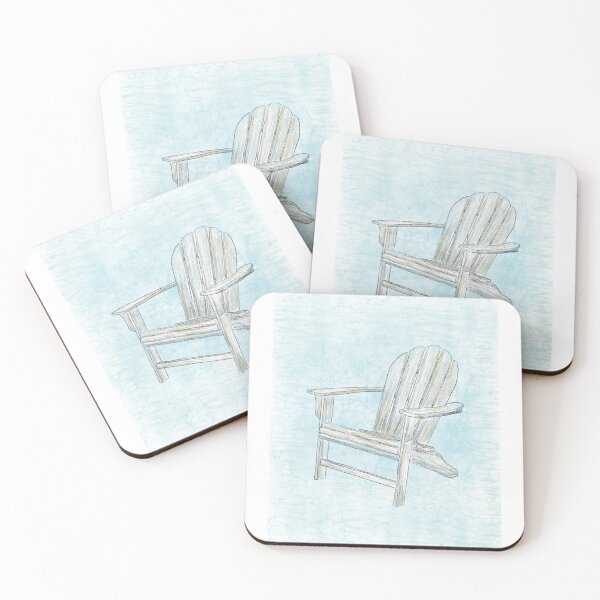 Item preview, Rustic Adirondack Chair Sketch on Blue Texture designed and sold by CivilOrangeDesigns.