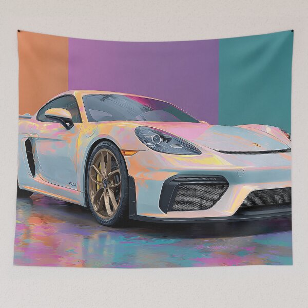 Item preview, Porsche 718 Cayman GT4 Pop Art Painting Print designed and sold by AutoPopStudio.