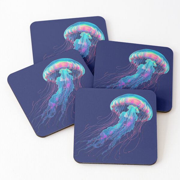 Item preview, Neon Dream Jellies | Iridescent Psychedelic Jellyfish Art designed and sold by Caira-Design.