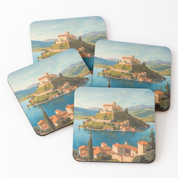 Item preview, Bolsena - Painted Artwork of Lake Bolsena designed and sold by JessArty ⭐⭐⭐⭐⭐.