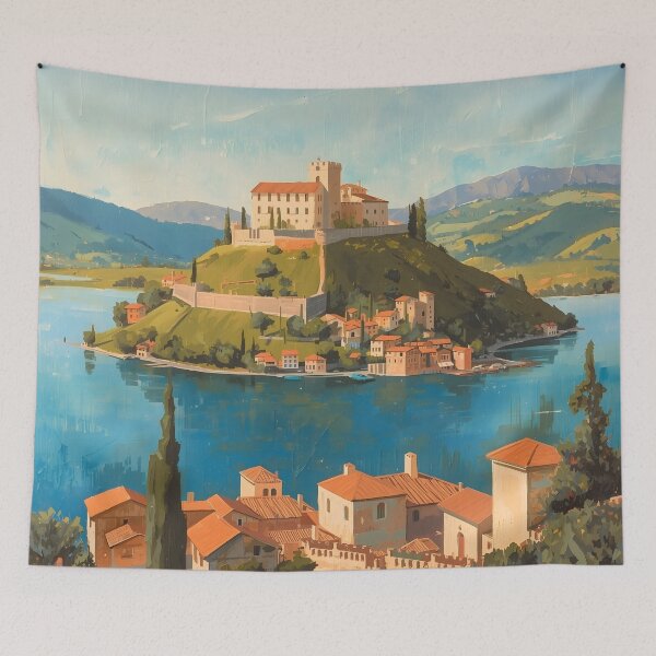 Item preview, Bolsena - Painted Artwork of Lake Bolsena designed and sold by JessArty ⭐⭐⭐⭐⭐.