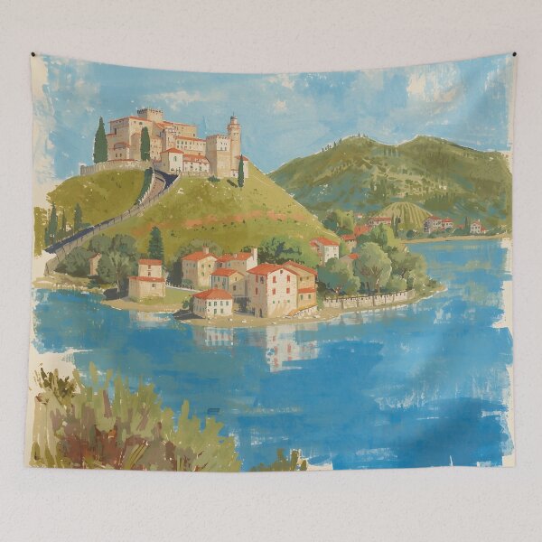 Item preview, Bolsena - Painted Artwork of Lake Bolsena designed and sold by JessArty ⭐⭐⭐⭐⭐.