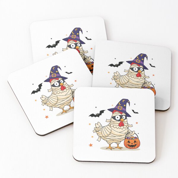 Item preview, Halloween Mummy Chicken with Witch Hat and Pumpkin designed and sold by MuniraWearify.