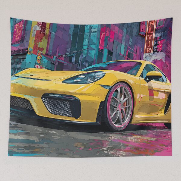 Item preview, Porsche 718 Cayman GT4 Luxury Car Pop Art Print designed and sold by AutoPopStudio.