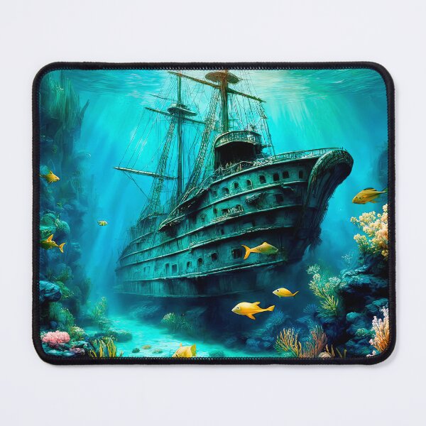 Item preview, Grand Classical Oil Painting: Sunken Tall Ship on Coral Reef designed and sold by LanaGustavsson.