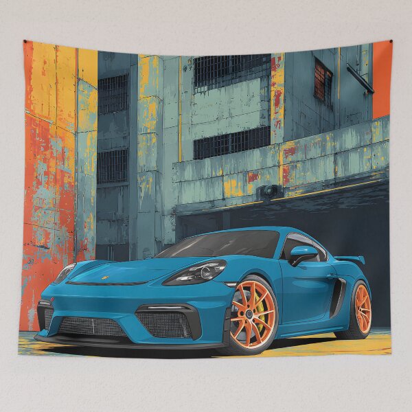 Item preview, Porsche 718 Cayman GT4 Vibrant Pop Art Print designed and sold by AutoPopStudio.