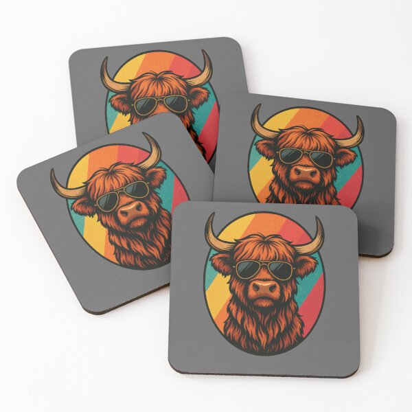 Item preview, Cool Retro Highland Cow with Sunglasses designed and sold by MarvsAI-Designs.