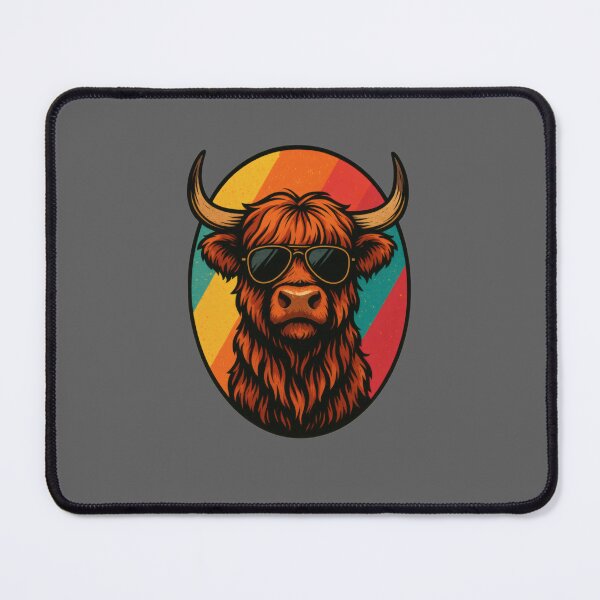 Item preview, Cool Retro Highland Cow with Sunglasses designed and sold by MarvsAI-Designs.