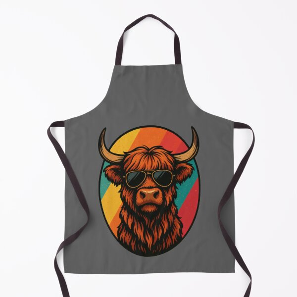 Item preview, Cool Retro Highland Cow with Sunglasses designed and sold by MarvsAI-Designs.