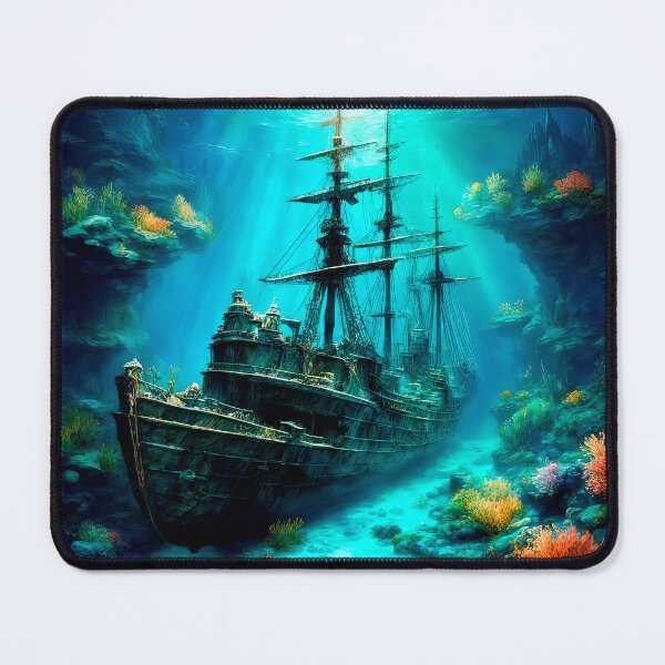 Item preview, Grand Classical Oil Painting: Sunken Tall Ship on Coral Reef designed and sold by LanaGustavsson.
