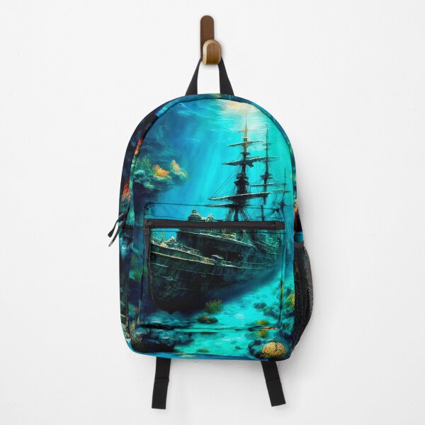 Item preview, Grand Classical Oil Painting: Sunken Tall Ship on Coral Reef designed and sold by LanaGustavsson.