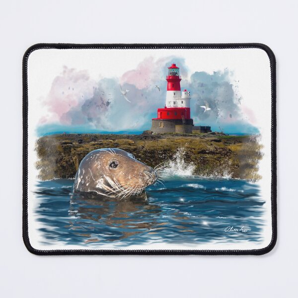 Item preview, “The Glorious Grey Seal” The Longstone Lighthouse designed and sold by Printfantasia .