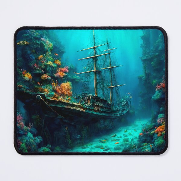 Item preview, Grand Classical Oil Painting: Sunken Tall Ship on Coral Reef designed and sold by LanaGustavsson.