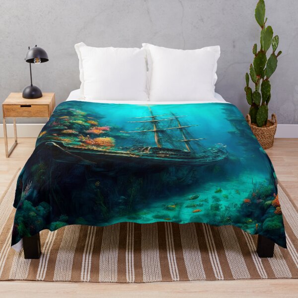 Item preview, Grand Classical Oil Painting: Sunken Tall Ship on Coral Reef designed and sold by LanaGustavsson.
