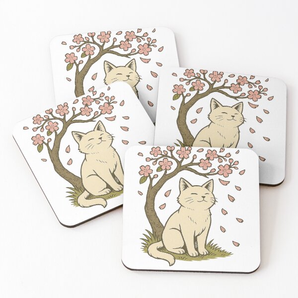 Item preview, Zen Cat under Sakura Blossoms designed and sold by EchoDimension.