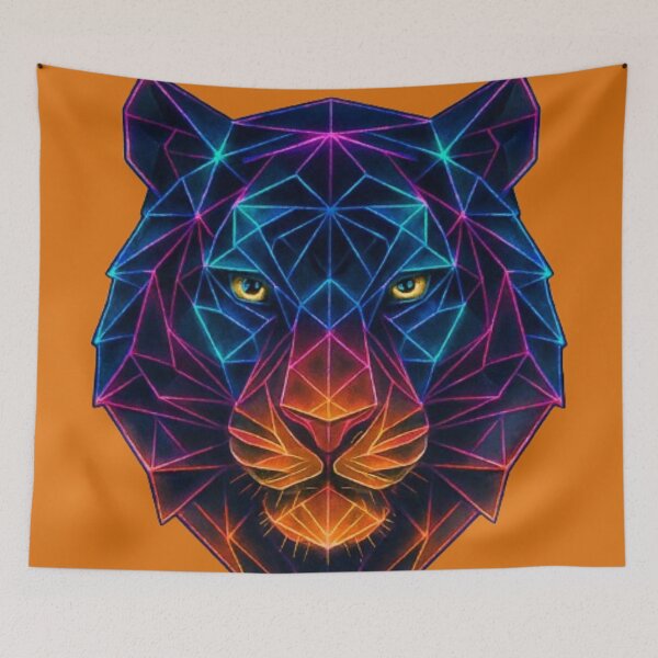 Item preview, Geometric tiger face in neon emotional polygon designed and sold by Kony83.