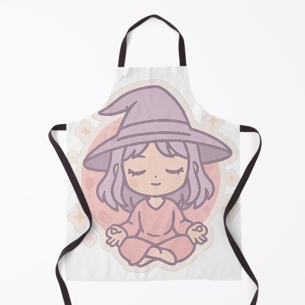 Item preview, Chibi Witch Under Pink Moon | Cute Anime Witchy Meditation Sticker & Printable Wall Art | Cute Art designed and sold by HerDreamCodes.