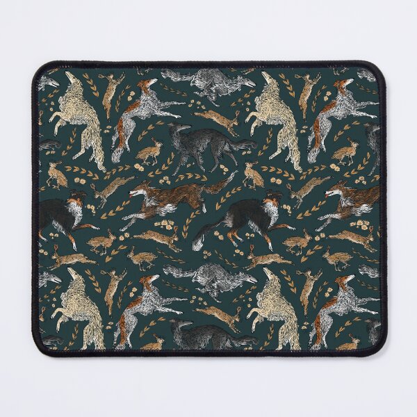 Item preview, Hounds And Hares - Natural on Dark Blue-Green designed and sold by rutabagaprints.