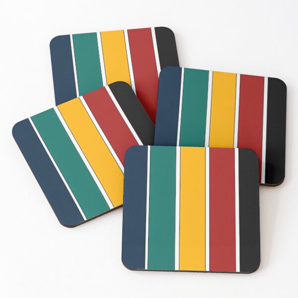 Item preview, Colorful Vertical Stripes Pattern With Bold Blocks Of Navy, Teal, Yellow, Red, And Black Panels designed and sold by Rue Design Company.