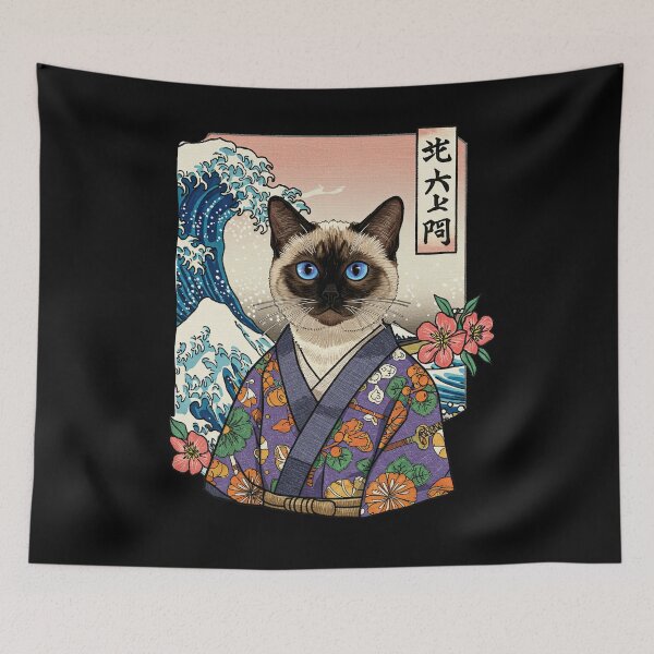 Item preview, Japanese Cat Kimono Great Wave Art Parody designed and sold by TeeARTHY.