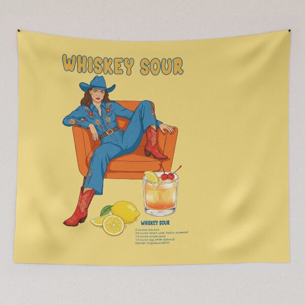 Item preview, Retro Pinup Cowgirl Whiskey Sour Home Bar Poster designed and sold by TeeARTHY.