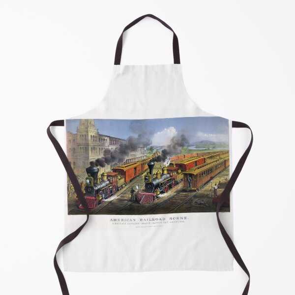 Item preview, 1874 - American Railroad Scene: Lightning Express Trains Leaving The Junction – Currier & Ives – Lithograph – Repaired and Enhanced designed and sold by WheelieGdArt.