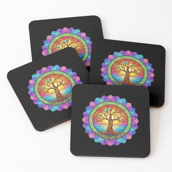 Item preview, Colorful Stained Glass Tree of Life Mandala designed and sold by TeeARTHY.