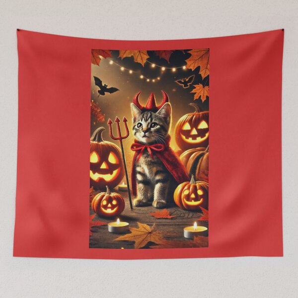 Item preview, Halloween Cat - Little Devil in Feline Form designed and sold by WheelieGdArt.