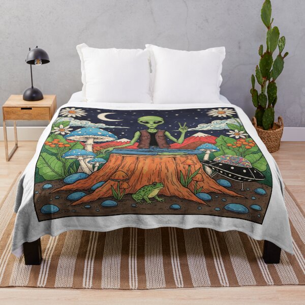 Item preview, Psychedelic Alien Mushroom Stump Bright Night Art designed and sold by TeeARTHY.