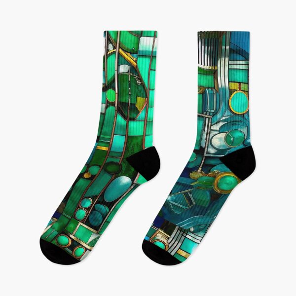 Item preview, Vibrant Geometric Abstract Art: Teal & Turquoise Stained Glass Pattern designed and sold by LanaGustavsson.