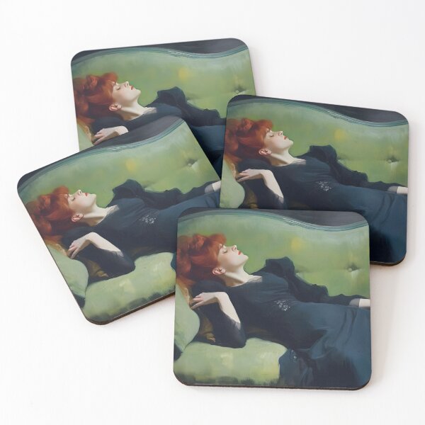 Item preview, Tired Woman Painting, Decadent Young Woman After The Dance, Green Wall Art, Original Contemporary Print, Antique Wall Decor, PRINTABLE ART designed and sold by SavageVision.