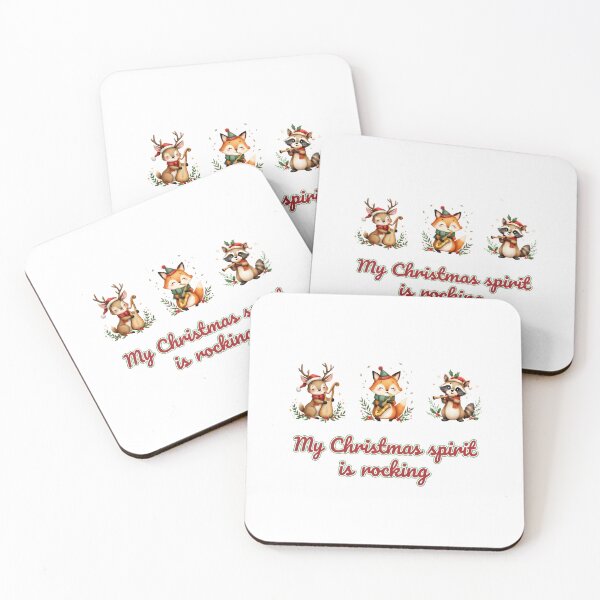 Item preview, My Christmas Spirit is Rocking Shirt | Cute Woodland Animals Musician T-Shirt | Festive Deer, Fox, and Raccoon designed and sold by Artinkcreative.
