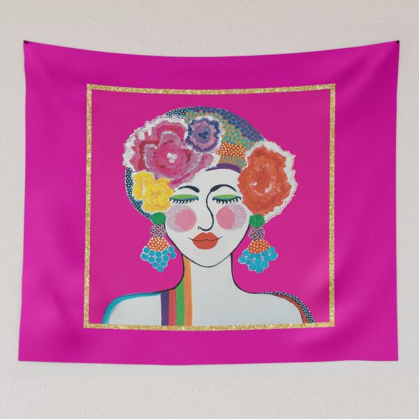 Item preview, Rose Camellia in Magenta – Feminine Floral Pop Art Portrait Design  designed and sold by Krissy Jenkins Art.