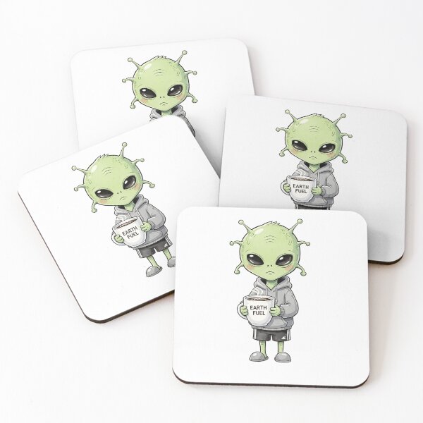Item preview, Funny Alien Coffee Sticker | Coffee (Earth Fuel) | Cute Watercolor Alien Mug Design | Space Lover Gift designed and sold by EverStitchStudio ★★★★★.