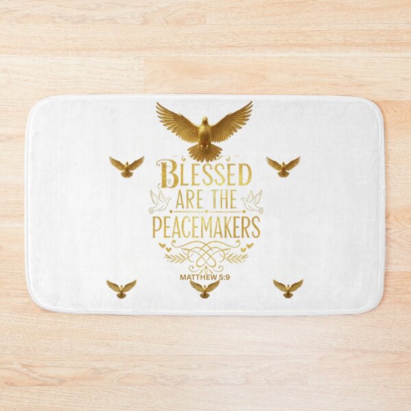Item preview, Golden Peacemaker Bible Verse: Matthew 5:9 Scripture Typography designed and sold by PatriotPrint.